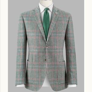 LUBIAM LORO PIANA MERINO WOOL PLAID BLAZER JACKET SIZE LARGE 42 CHEST